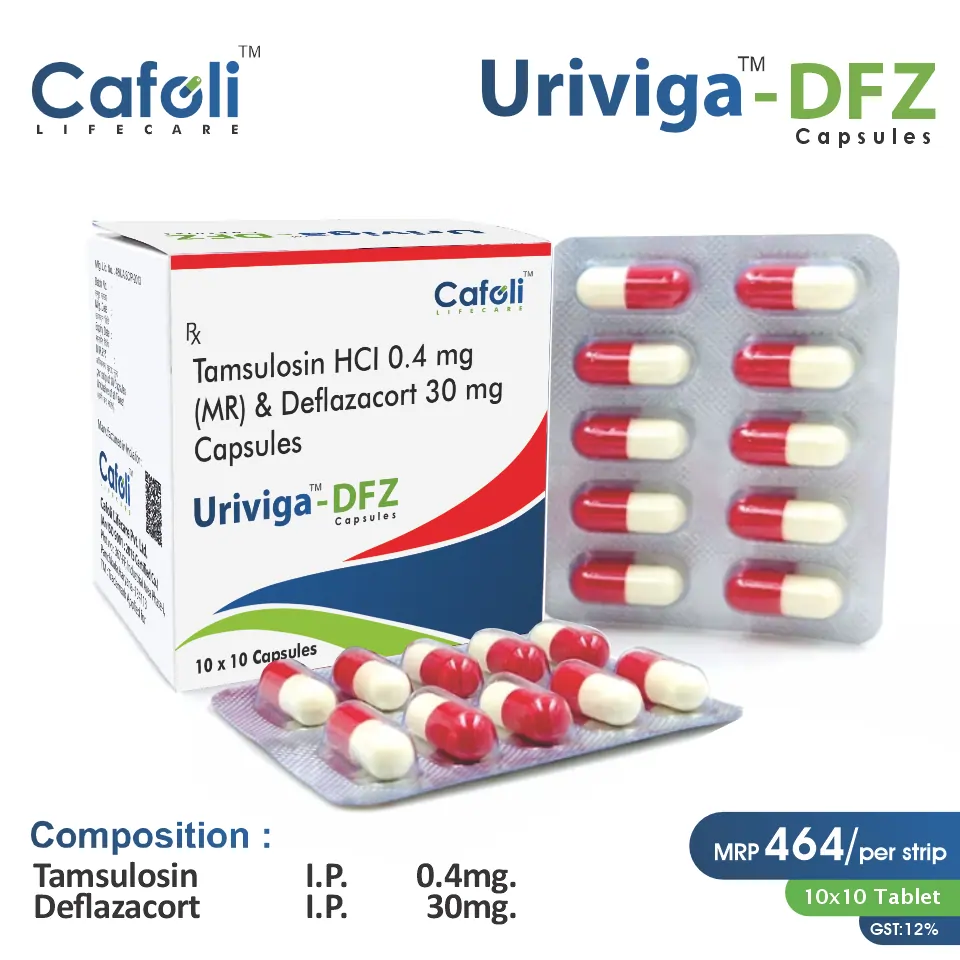 Tamsulosin 0.4mg + Deflazacort 30mg capsule, available at the best price in PCD Pharma Franchise for urology care.
